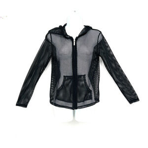 Catalina Women Hooded Mesh Full Zip Jacket Black Size S Beach Cover Up Rave Wear